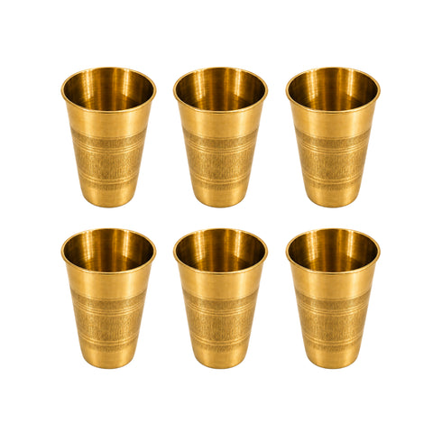 Pure Brass Lassi Drinking Glass | Pack of 6