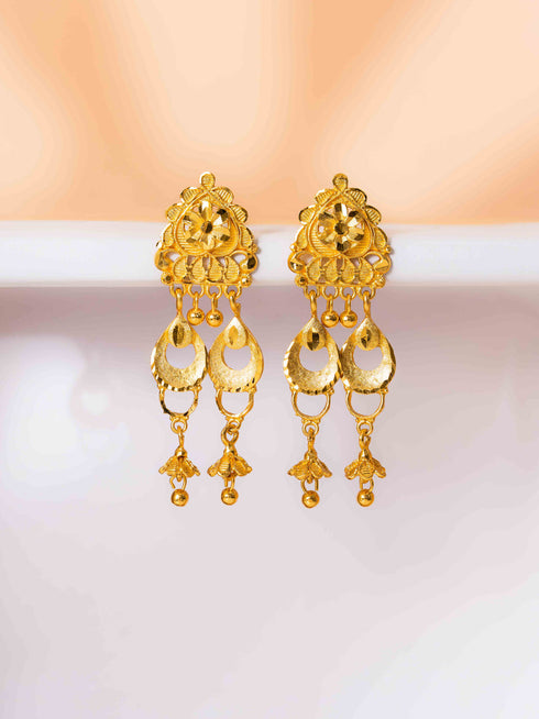 Zeraki Jewels Rajeshwari Long Gold Earrings