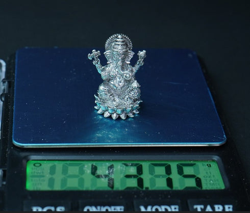 Pure Silver Antique Lotus Ganesh 43.75g By Mahita Collections