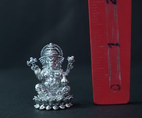 Pure Silver Antique Lotus Ganesh 43.75g By Mahita Collections