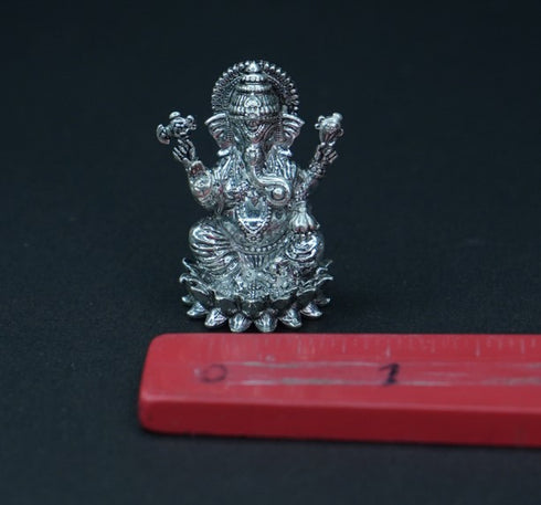 Pure Silver Antique Lotus Ganesh 43.75g By Mahita Collections