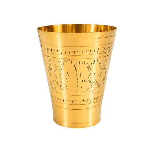 Pure Brass Embossed Design Lassi Glass | Pack of 1