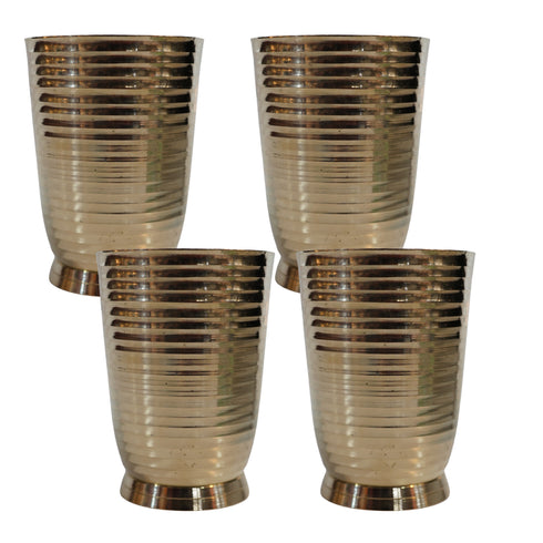 Pure Brass Handcrafted Tumbler Glass | Pack of 4