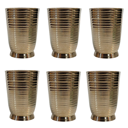 Pure Brass Handcrafted Tumbler Glass | Pack of 6
