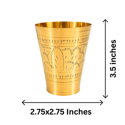 Pure Brass Embossed Design Lassi Glass | Pack of 1