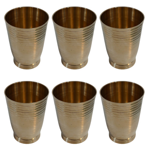 Pure Brass Handcrafted Tumbler Glass | Pack of 6