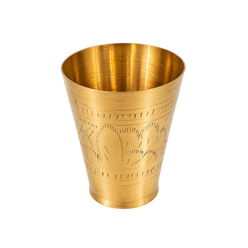 Pure Brass Embossed Design Lassi Glass | Pack of 2