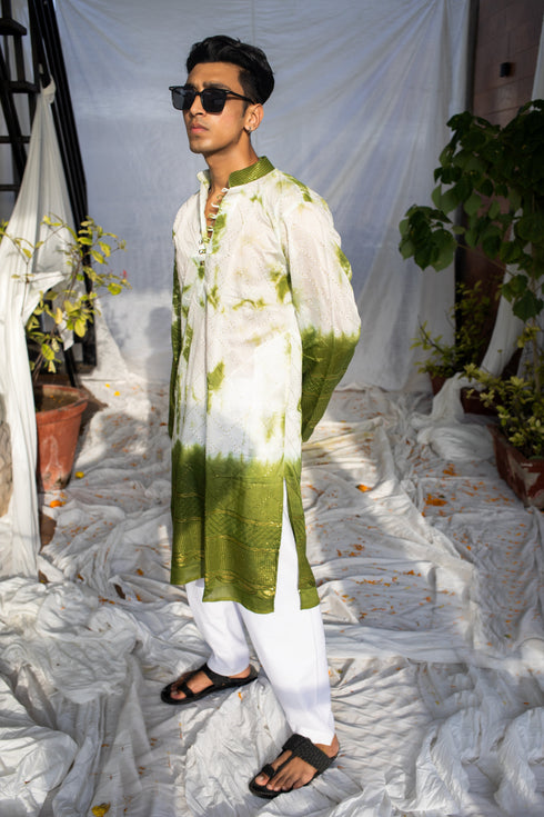 Kzari Stylish Green Batik Kurta