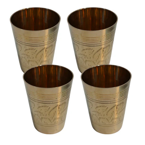 Pure Brass Lassi Drinking Glass | Pack of 4