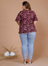 Miravan Womens Maroon Plus Size Cotton Floral Printed Top