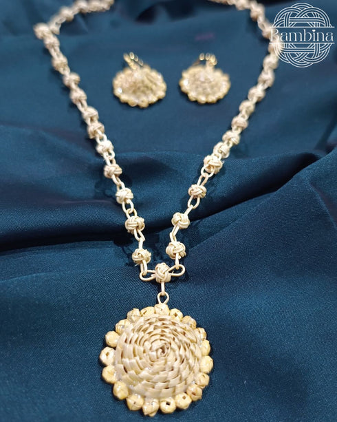 Bamboo India Beads Mala with Merigold Pendant