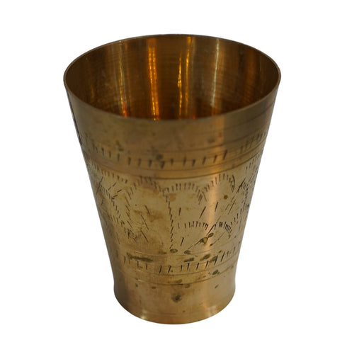 Pure Brass Embossed Design Lassi Glass | Pack of 1