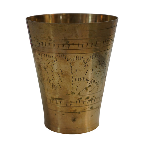 Pure Brass Embossed Design Lassi Glass | Pack of 1