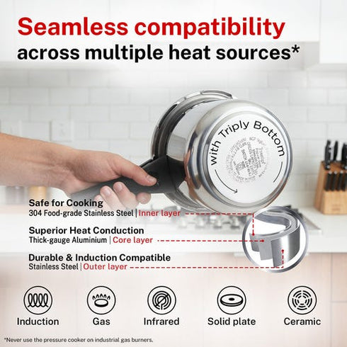 Prestige Popular Svachh Spillage Control Stainless Steel Pressure Cooker 3 L Silver