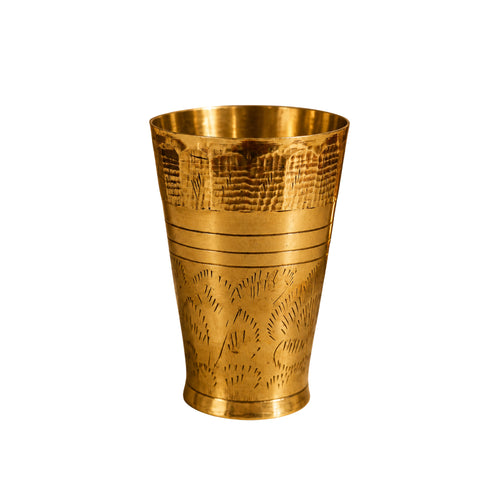 Pure Brass Embossed Design Lassi Glass | Pack of 1