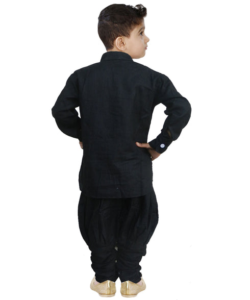 JBN CREATION Boys' Black Cotton Kurta and Pyjama Set