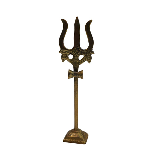Brass Damru Trishul on Stand 59g (pack of 2 pcs)