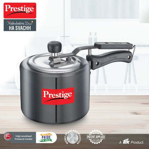 Prestige Nakshatra Duo Plus Svachh Hard Anodised Aluminium Pressure Cooker 2.0 L
