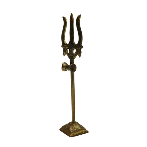 Brass Damru Trishul on Stand 59g (pack of 2 pcs)