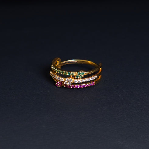 22 Carat Gold Multi Color Studded Stone Ring 4.33g by Mahita Collections