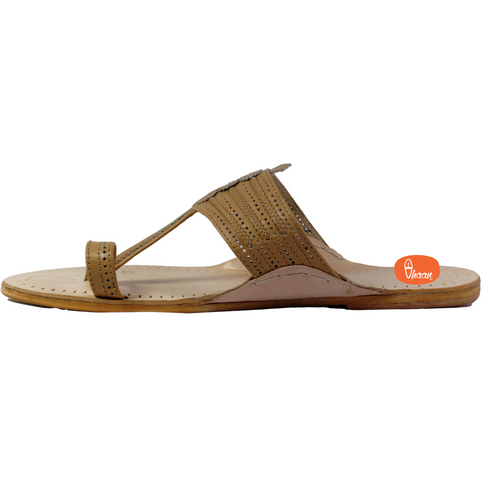 Vhaanfootwear Cream Colour leather Kolhapuri Chappal For Men