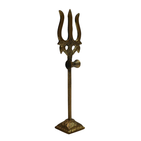 Brass Damru Trishul on Stand 59g (pack of 2 pcs)