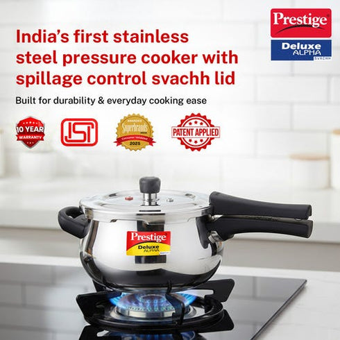 Prestige Deluxe Alpha Svachh Stainless Steel Spillage Control Junior Handi 4 L