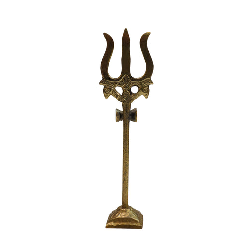 Brass Damru Trishul on Stand 59g (pack of 2 pcs)