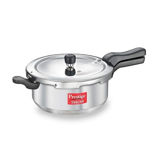 Prestige Svachh Aluminium Anti Bulge Induction Base Senior Deep Pan Pressure Cooker Silver 5 L