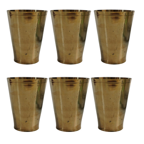 Pure Brass Plain Lassi Glass | Pack of 6