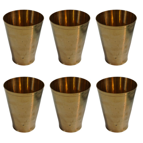 Pure Brass Plain Lassi Glass | Pack of 6