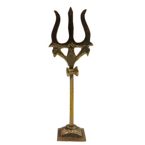 Brass Damru Trishul on Stand 37g (pack of 2 pcs)