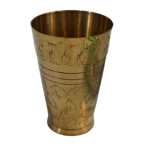Pure Brass Embossed Design Lassi Glass | Pack of 1