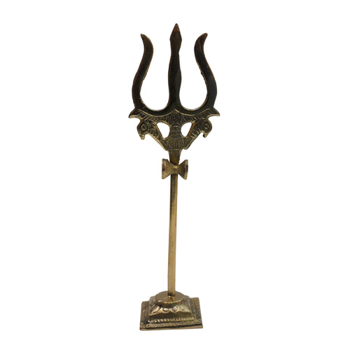 Brass Damru Trishul on Stand 37g (pack of 2 pcs)