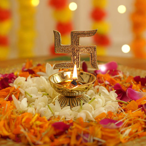 Swastik Brass Diya