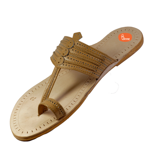 Vhaanfootwear Cream Colour leather Kolhapuri Chappal For Men