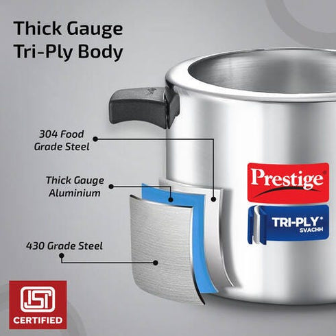 Prestige Tri-ply Svachh Inner Lid Pressure Cooker 5 L Combo