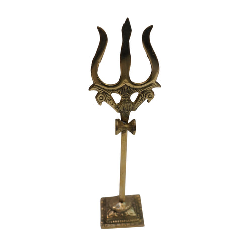 Brass Damru Trishul on Stand 37g (pack of 2 pcs)