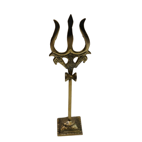 Brass Damru Trishul on Stand 37g (pack of 2 pcs)