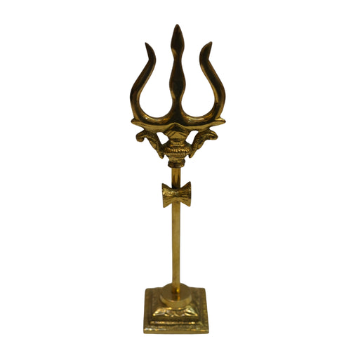 Brass Damru Trishul on Stand 116g (pack of 2 pcs)