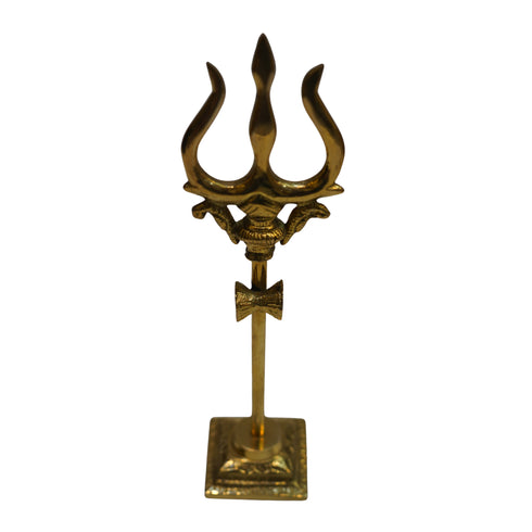 Brass Damru Trishul on Stand 116g (pack of 2 pcs)
