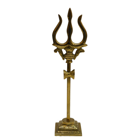 Brass Damru Trishul on Stand 116g (pack of 2 pcs)