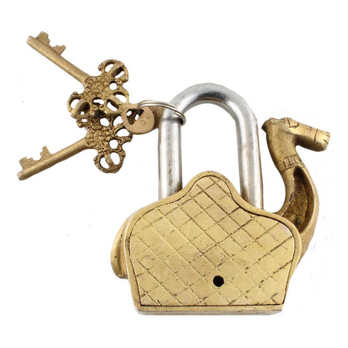 Golden Sitting Camel Decorative Lock With Keys In Pair