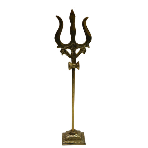 Brass Damru Trishul on Stand 94g (pack of 2 pcs)