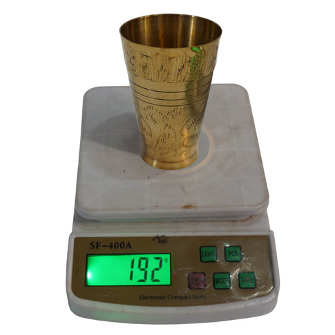 Pure Brass Embossed Design Lassi Glass | Pack of 6