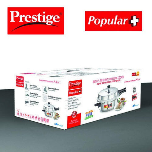 Prestige Popular Plus Virgin Aluminium Precision Weight Valve Junior Deep Pan Pressure Cooker Silver 4 L