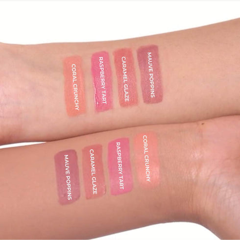 Praush Sweet Cheeks Liquid Blush Combo of 4 (Rasberry Tart + Caramel Glaze +Mauve Poppins + Coral Crunchy)