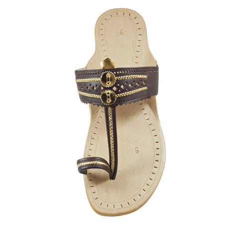 Vhaanfootwear Dark Brown Pure Leather Ladies Kolhapuri by Vhaan
