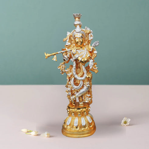 Brass Krishna In Two Tone Finish Statue 8.655Kg