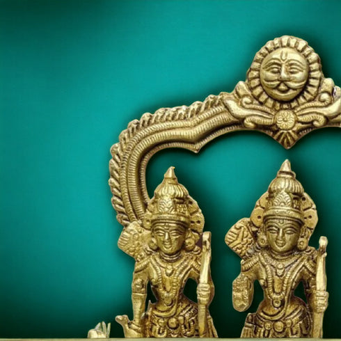 Tamas Brass Handcrafted Ram Darbar Shree Ram Ji Sita Laxman Hanuman Statue / Idol with Antique Finish | Free Luxury Gift box